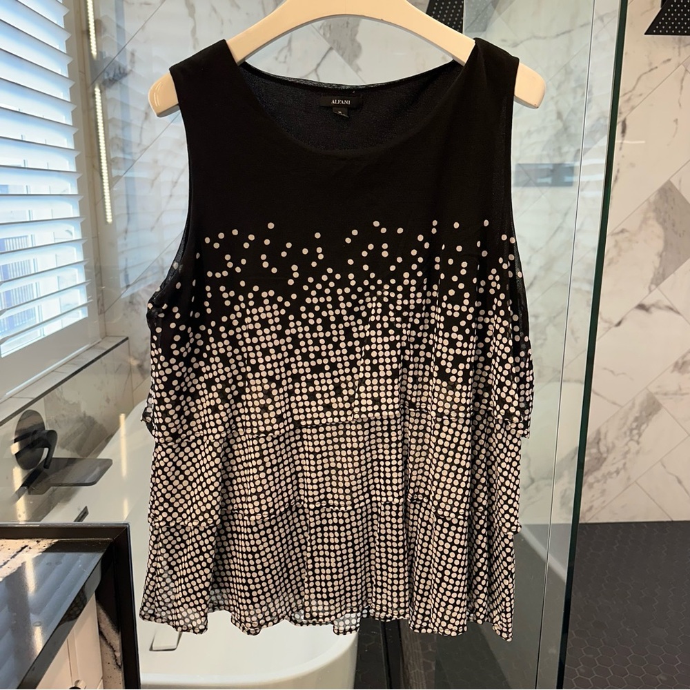 Alfani Black and White Sequin Tank Top
